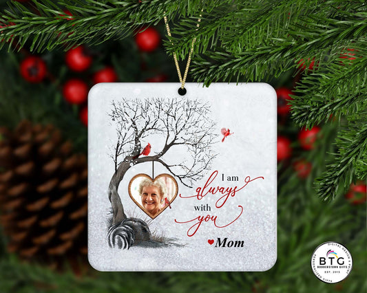 Cardinal Memorial Ornament - I am Always With you - with photo – Personalized Memorial Ornament by Sunrise Keepsakes