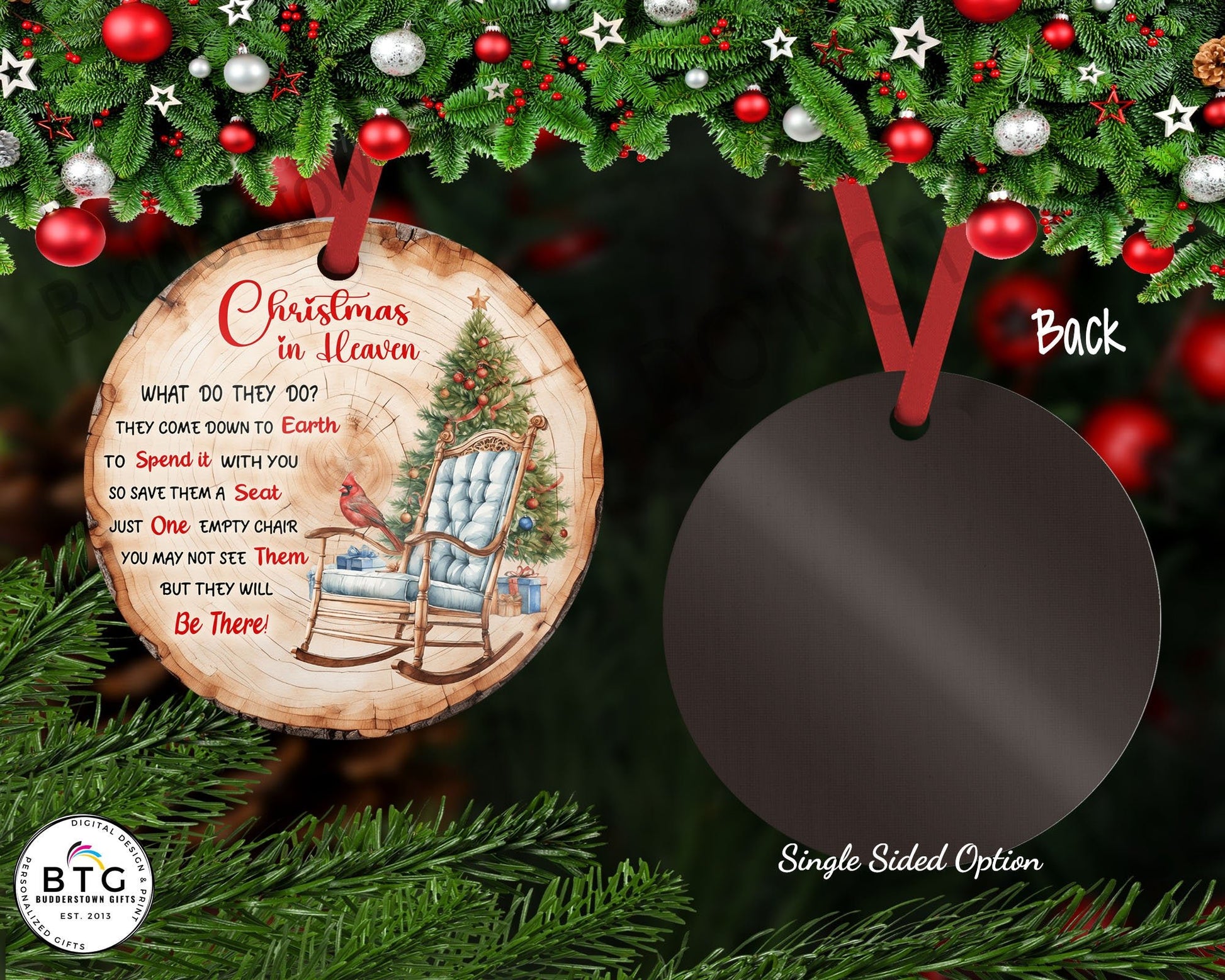 Christmas In Heaven Ornament - Sympathy gift ornament – Personalized Memorial Ornament by Sunrise Keepsakes