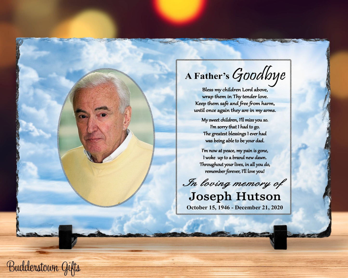 Memorial Photo Gift for Loss of a Father / Dad - A Fathers Goodbye – Personalized Sympathy Gifts by Sunrise Keepsakes