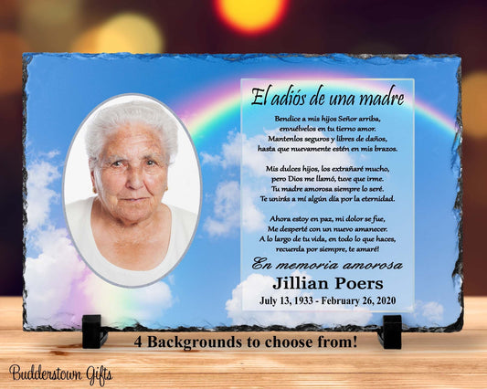 Spanish Memorial Plaque – Pérdida de Madre, Regalo de Simpatía y Recuerdo Personalizado – Personalized Sympathy Gifts by Sunrise Keepsakes