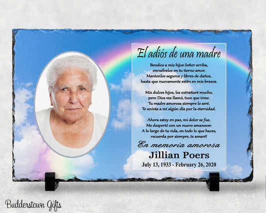 Spanish Memorial Plaque – Pérdida de Madre, Regalo de Simpatía y Recuerdo Personalizado – Personalized Sympathy Gifts by Sunrise Keepsakes