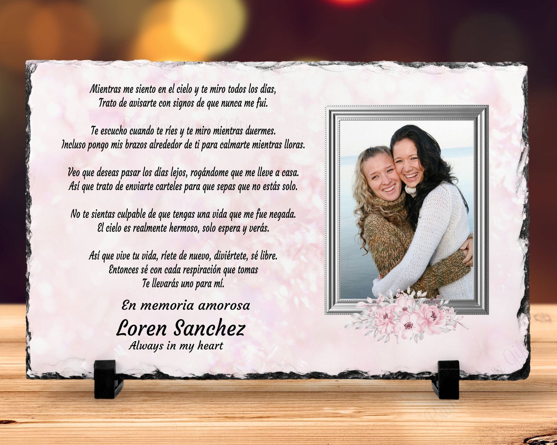 Spanish Memorial Plaque – Regalo de Simpatía y Recuerdo Personalizado – Personalized Sympathy Gifts by Sunrise Keepsakes