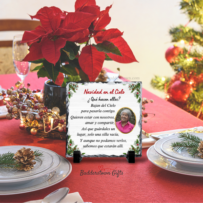 Spanish Memorial Photo Plaque – Navidad en el Cielo – Christmas in Heaven