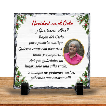 Spanish Memorial Photo Plaque – Navidad en el Cielo – Christmas in Heaven