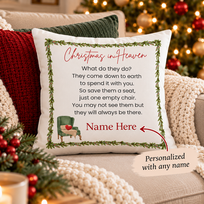 Personalized Christmas in Heaven Memorial Pillow