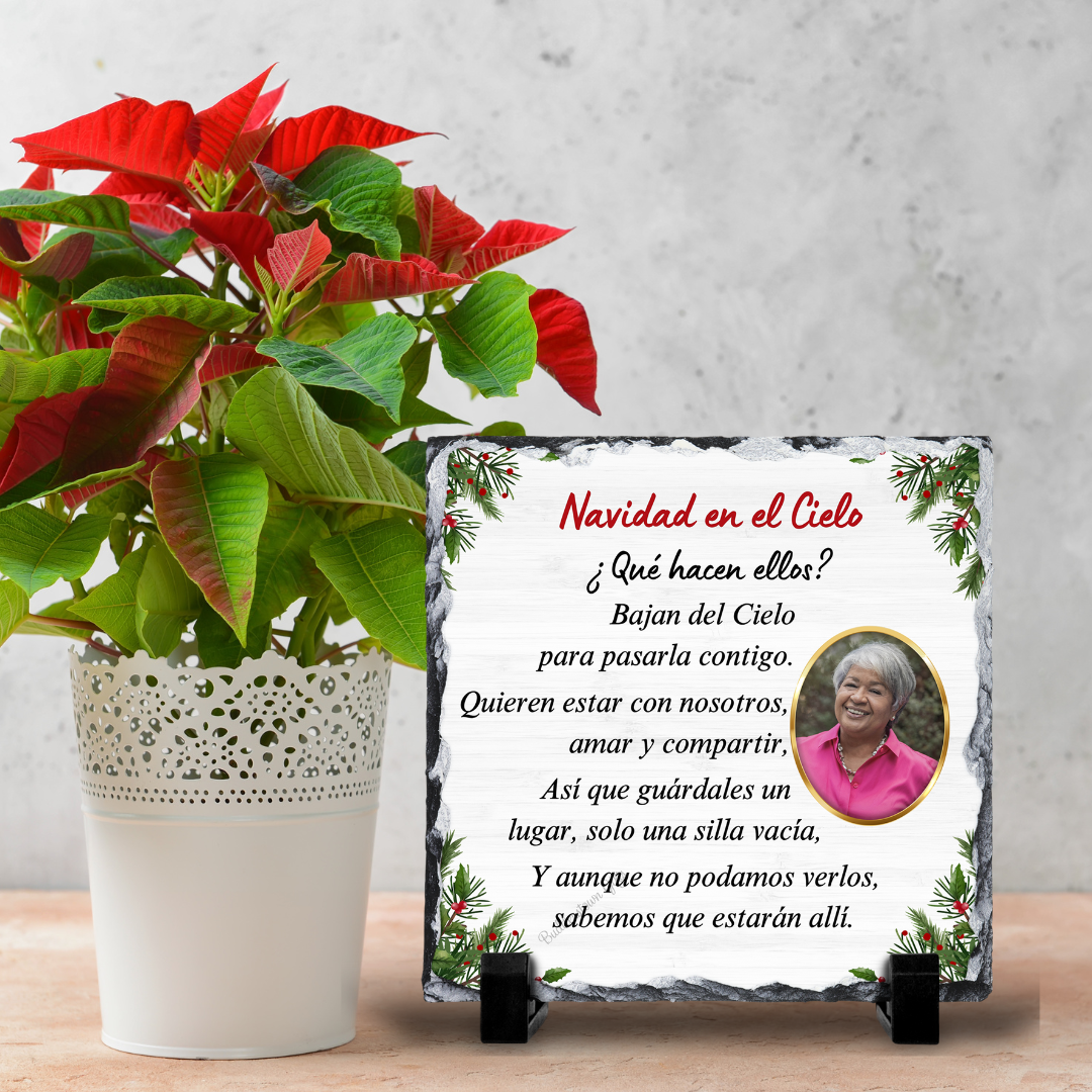 Spanish Memorial Photo Plaque – Navidad en el Cielo – Christmas in Heaven