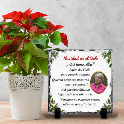 Spanish Memorial Photo Plaque – Navidad en el Cielo – Christmas in Heaven