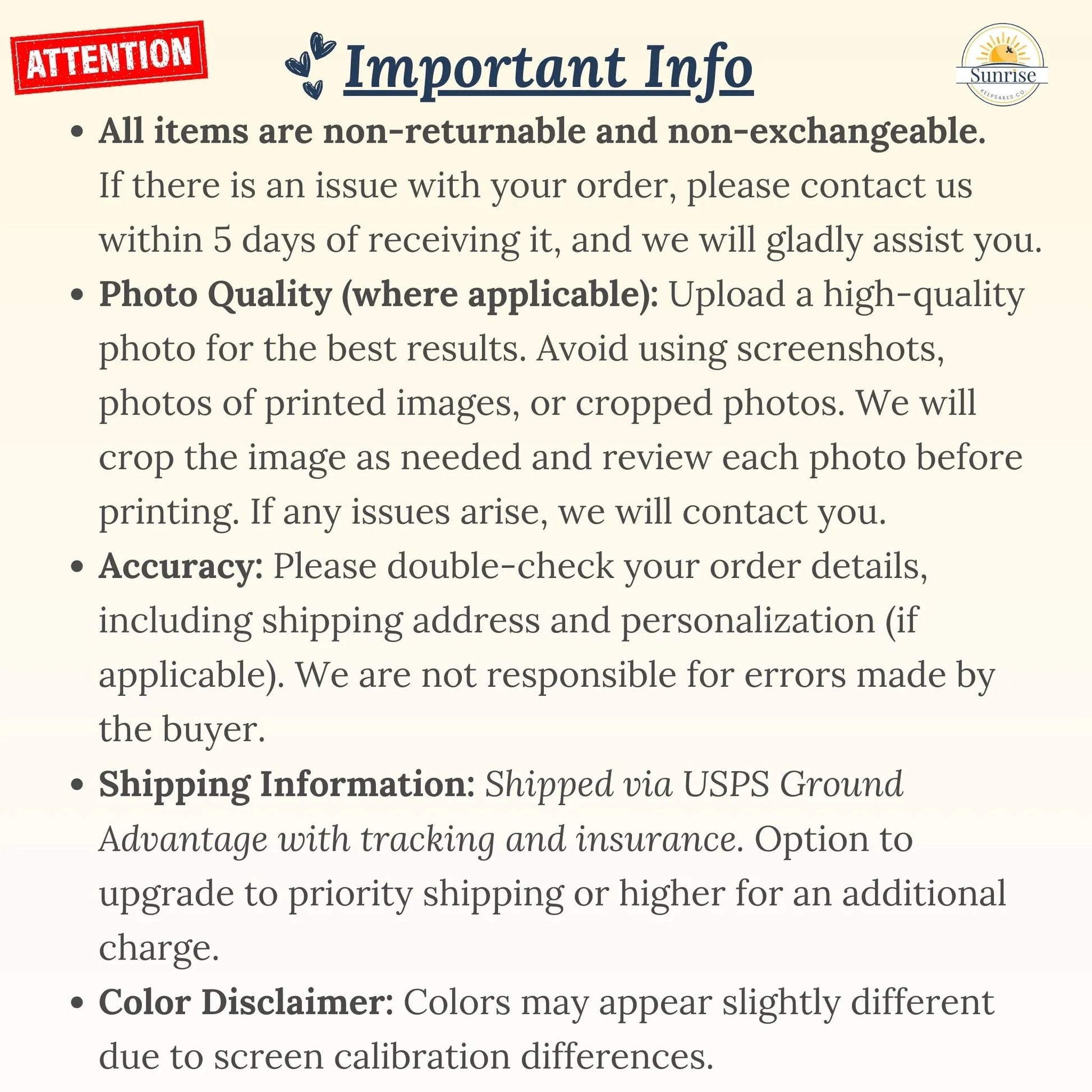important information on products and ordering.