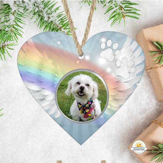 Angel Heart Paw Pet Memorial Ornament – Pet Loss Gift – Personalized pet memorial by Sunrise Keepsakes