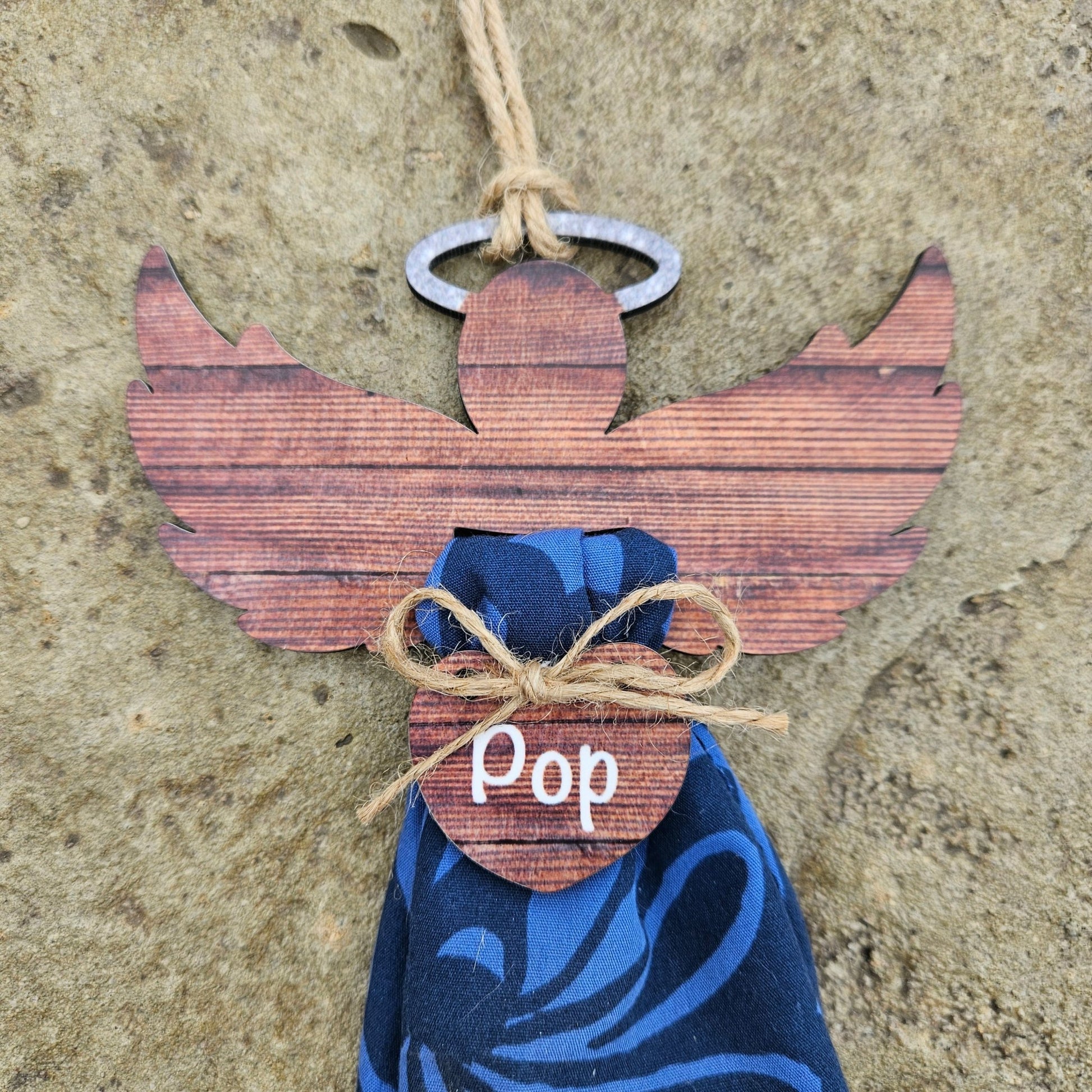 Angel Memorial Ornament - Clothing Keepsake Angel - BrnWd – Personalized Memorial Ornament by Sunrise Keepsakes
