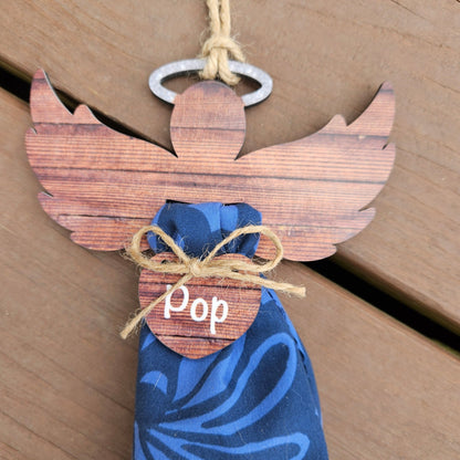 Angel Memorial Ornament - Clothing Keepsake Angel - BrnWd – Personalized Memorial Ornament by Sunrise Keepsakes