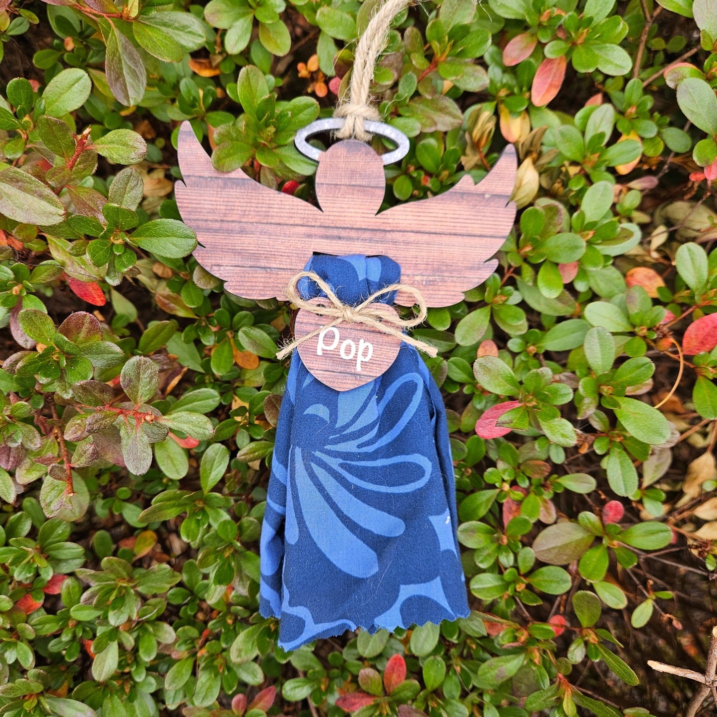 Angel Memorial Ornament - Clothing Keepsake Angel - BrnWd – Personalized Memorial Ornament by Sunrise Keepsakes