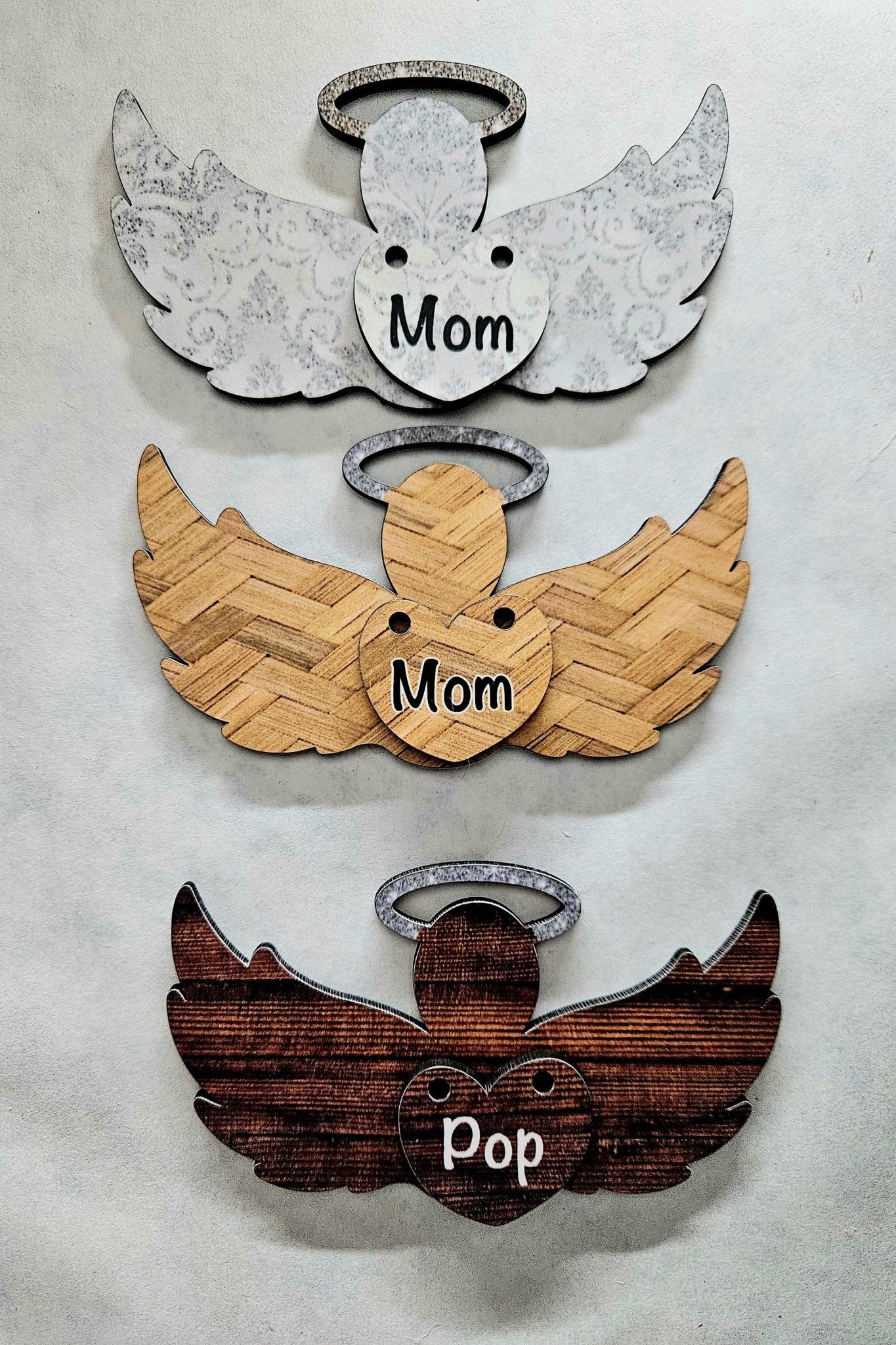 Angel Memorial Ornament - Clothing Keepsake Angel - BrnWd – Personalized Memorial Ornament by Sunrise Keepsakes