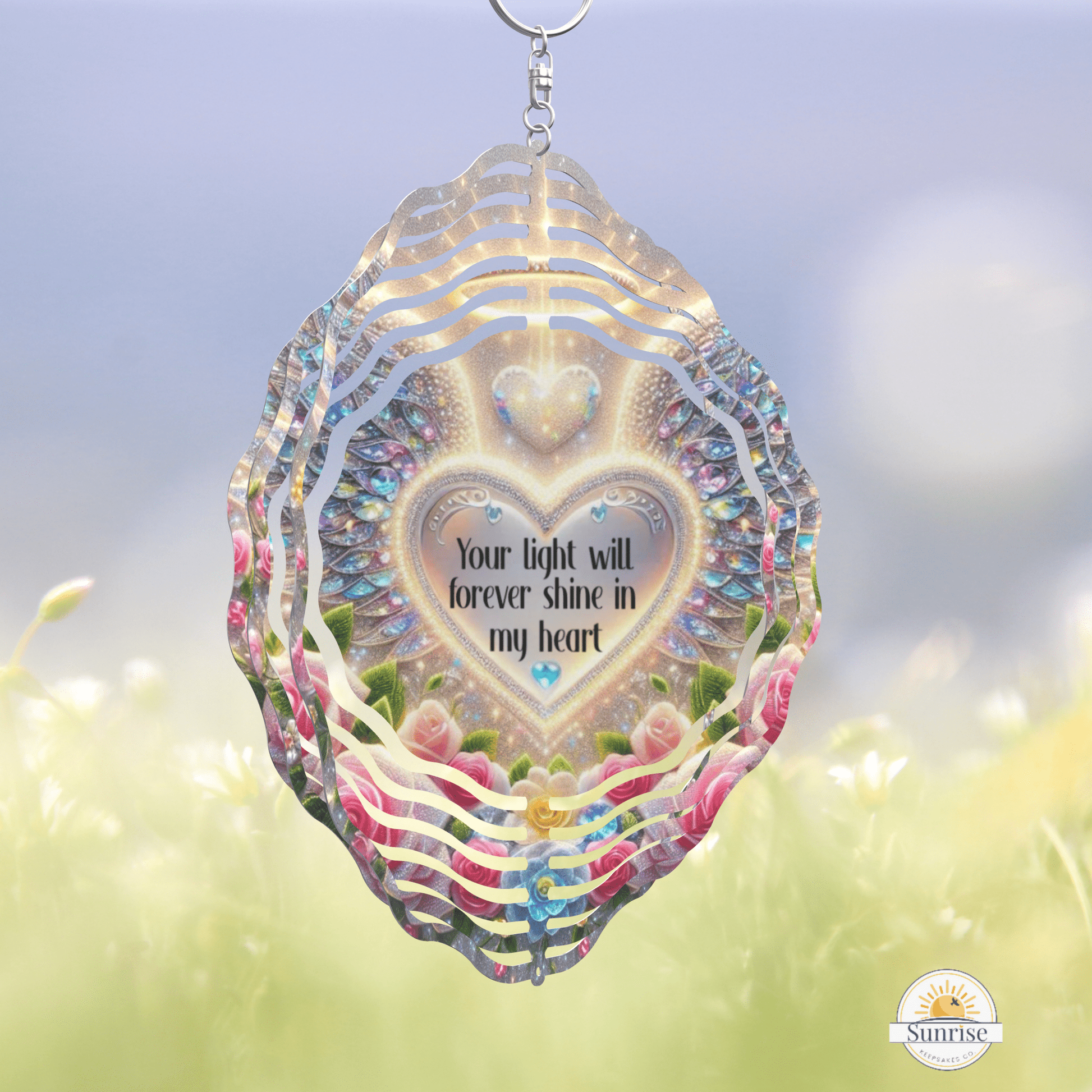 Angel Memorial Photo Wind Spinner – Your Light Will Forever Shine – Personalized Wind Spinner by Sunrise Keepsakes