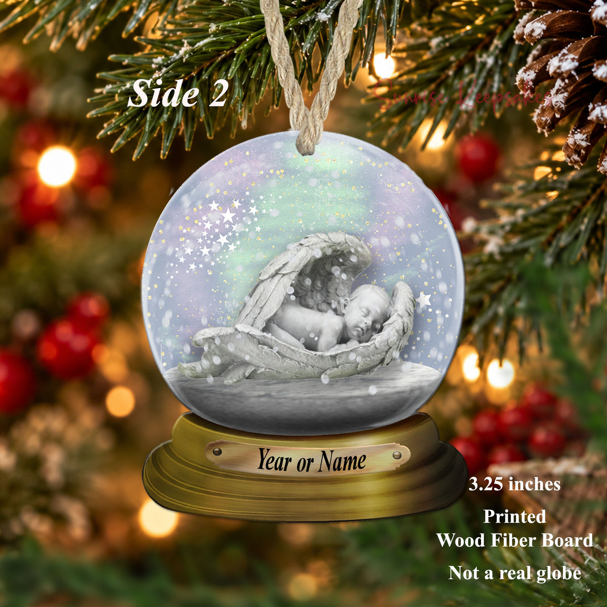 Infant Loss Ornament – Personalized Baby Memorial Wood Globe