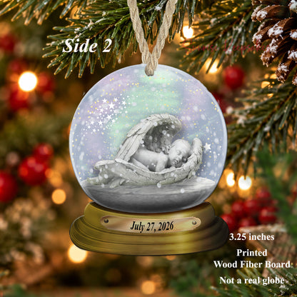 Infant Loss Ornament – Personalized Baby Memorial Wood Globe