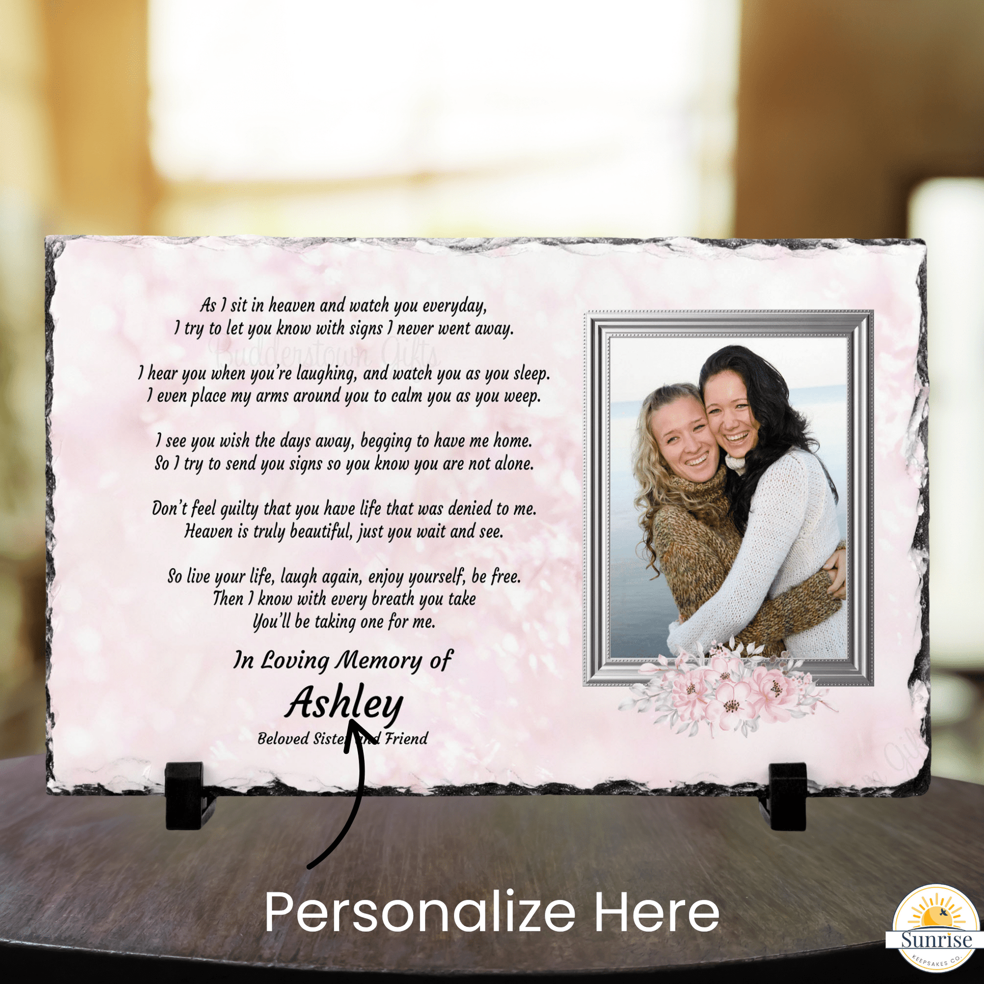 As I Sit In Heaven Memorial Photo Plaque - Pink or Blue – Personalized Sympathy Gifts by Sunrise Keepsakes