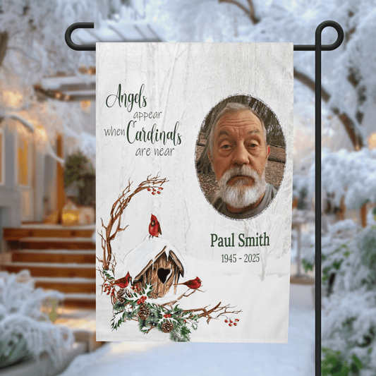 Cardinal Memorial Garden Flag - Sympathy Gift for Loss of Loved One – Personalized Flags by Sunrise Keepsakes