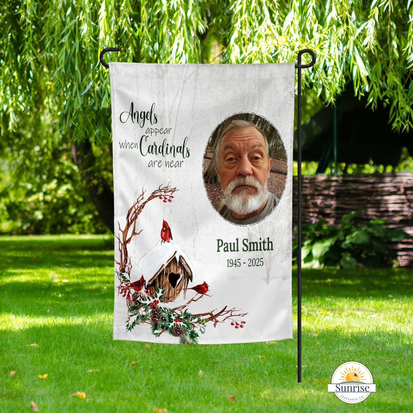 Cardinal Memorial Garden Flag - Sympathy Gift for Loss of Loved One – Personalized Flags by Sunrise Keepsakes