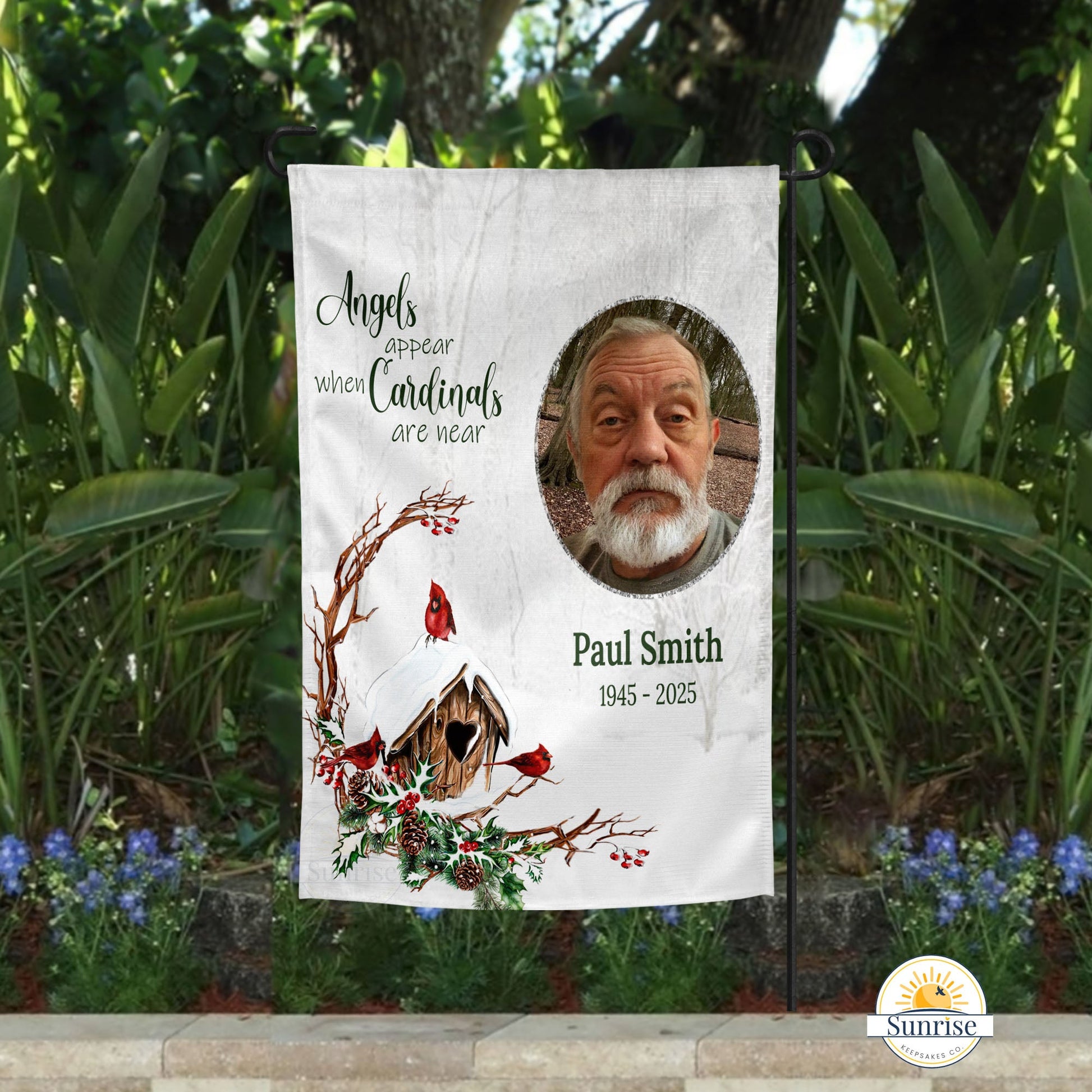 Cardinal Memorial Garden Flag - Sympathy Gift for Loss of Loved One – Personalized Flags by Sunrise Keepsakes