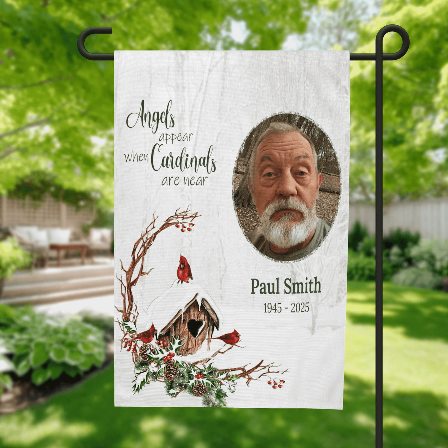 Cardinal Memorial Garden Flag - Sympathy Gift for Loss of Loved One – Personalized Flags by Sunrise Keepsakes