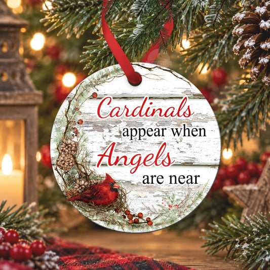 Cardinal Memorial Ornament – Cardinals Appear When Angels Are Near – Personalized Memorial Ornament by Sunrise Keepsakes