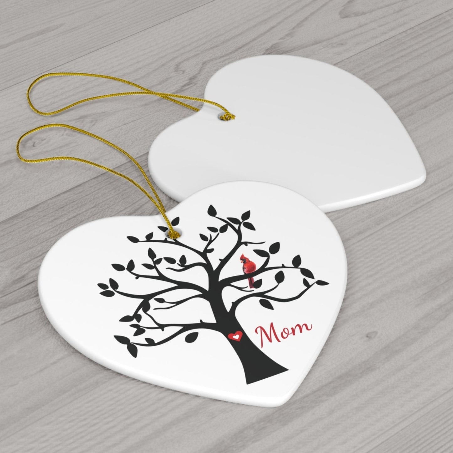 Cardinal Memorial Ornament - Ceramic Cardinal Tree – Personalized Memorial Ornament by Sunrise Keepsakes
