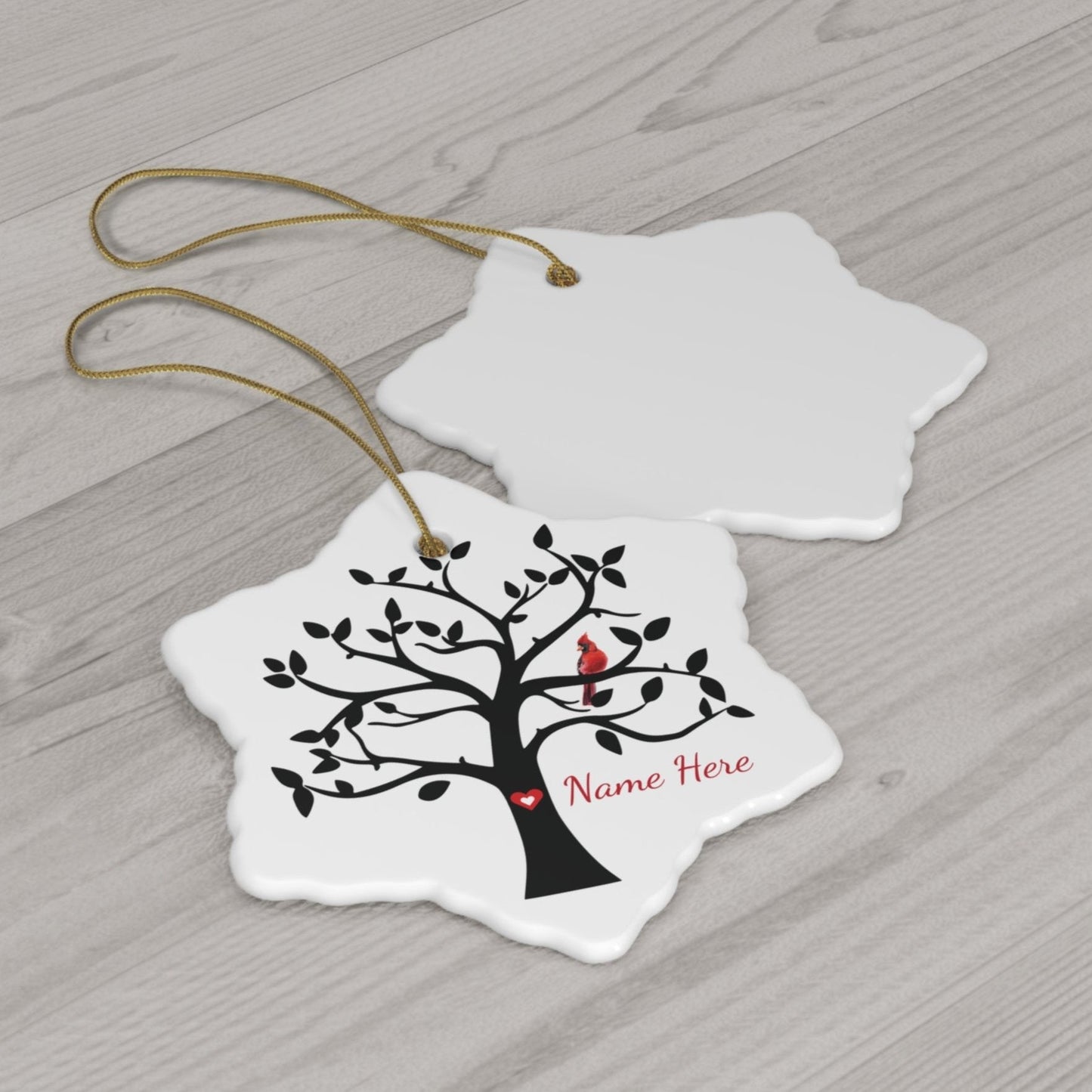 Cardinal Memorial Ornament - Ceramic Cardinal Tree – Personalized Memorial Ornament by Sunrise Keepsakes