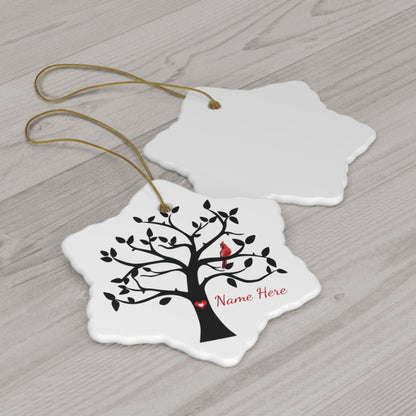 Cardinal Memorial Ornament - Ceramic Cardinal Tree – Personalized Memorial Ornament by Sunrise Keepsakes