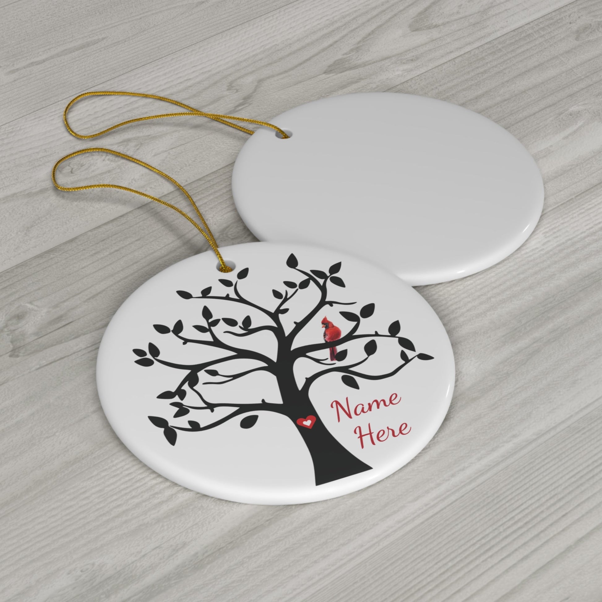 Cardinal Memorial Ornament - Ceramic Cardinal Tree – Personalized Memorial Ornament by Sunrise Keepsakes