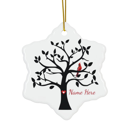 Cardinal Memorial Ornament - Ceramic Cardinal Tree – Personalized Memorial Ornament by Sunrise Keepsakes