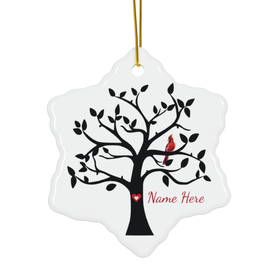 Cardinal Memorial Ornament - Ceramic Cardinal Tree – Personalized Memorial Ornament by Sunrise Keepsakes