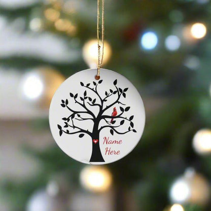 Cardinal Memorial Ornament - Ceramic Cardinal Tree – Personalized Memorial Ornament by Sunrise Keepsakes