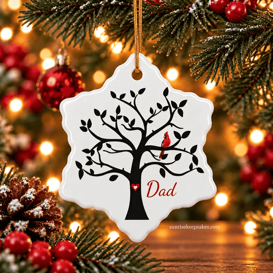 Cardinal Memorial Ornament – Personalized Ceramic Tree of Life – Personalized Memorial Ornament by Sunrise Keepsakes