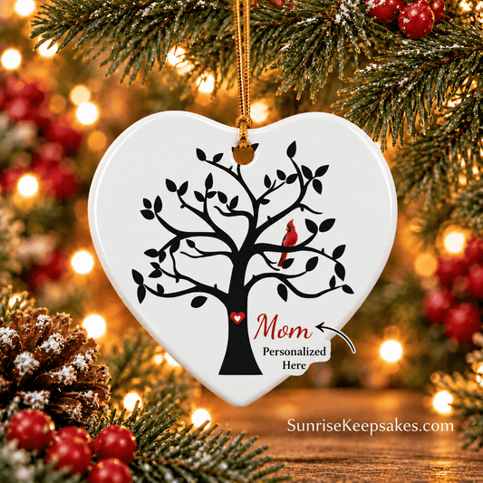 Cardinal Memorial Ornament – Personalized Ceramic Tree of Life – Personalized Memorial Ornament by Sunrise Keepsakes
