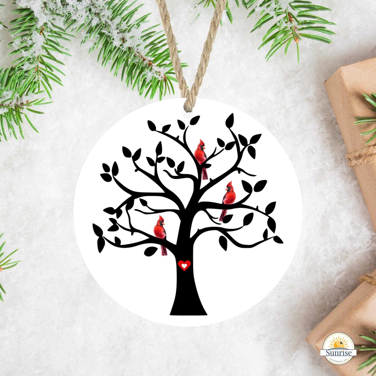 Cardinal Memorial Ornament – Tree of Life Sympathy Gift – Personalized Memorial Ornament by Sunrise Keepsakes