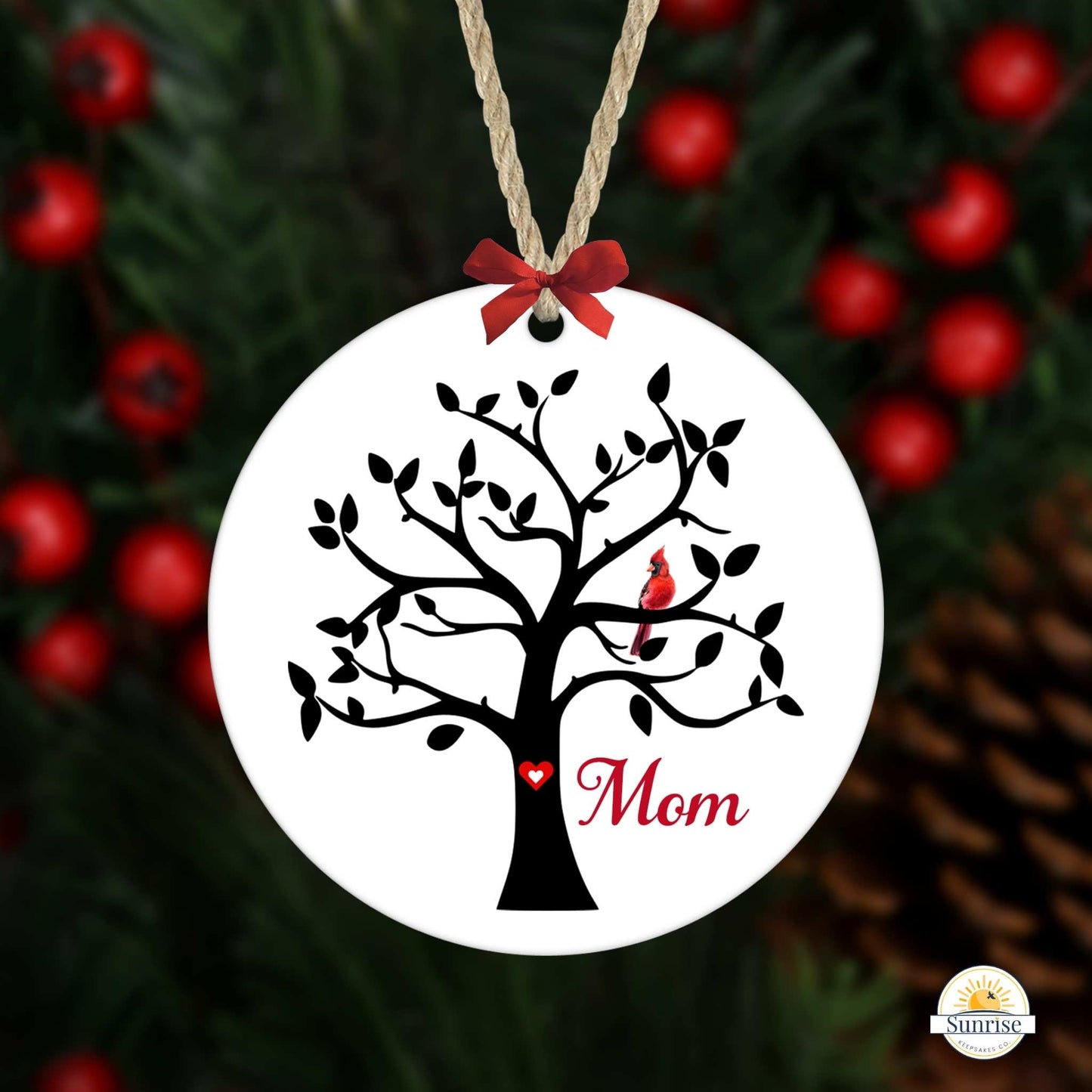 Cardinal Memorial Ornament – Tree of Life Sympathy Gift – Personalized Memorial Ornament by Sunrise Keepsakes