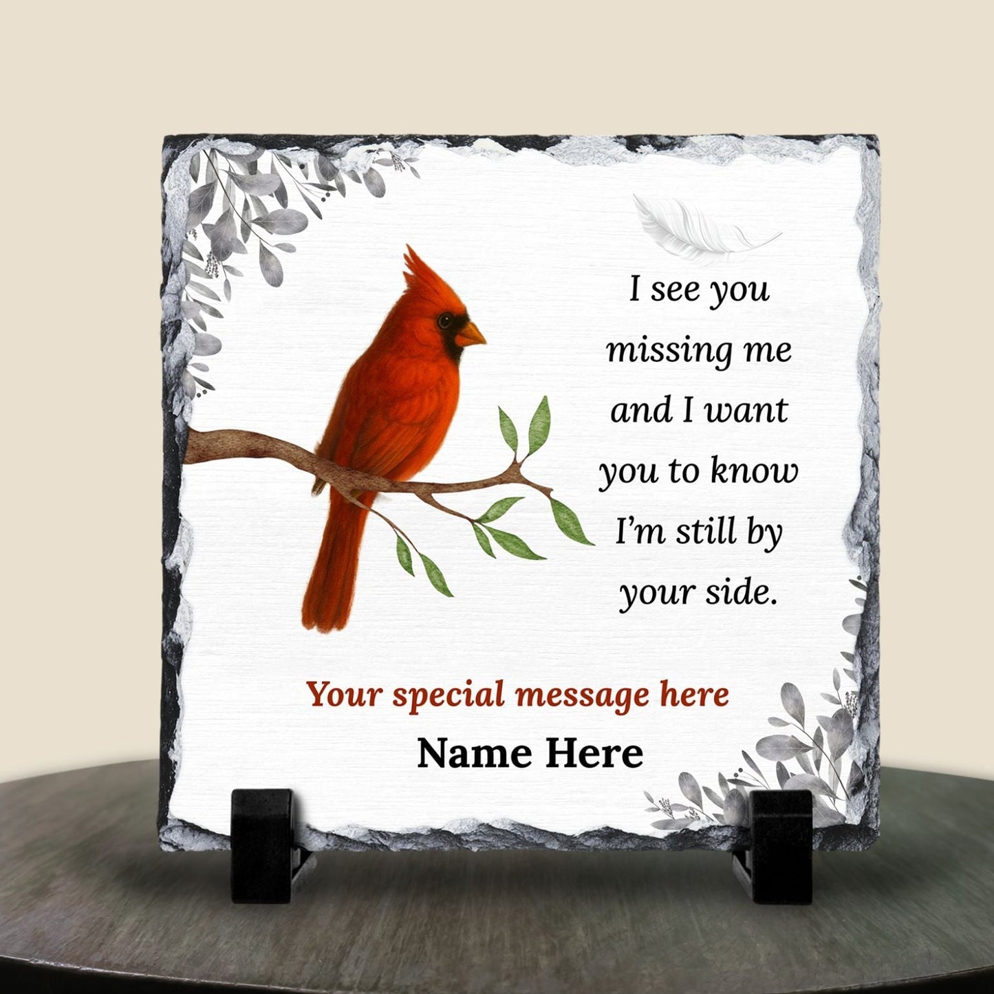 Cardinal Memorial Plaque – “I See You Missing Me” Personalized Sympathy Gift – Personalized Sympathy Gifts by Sunrise Keepsakes