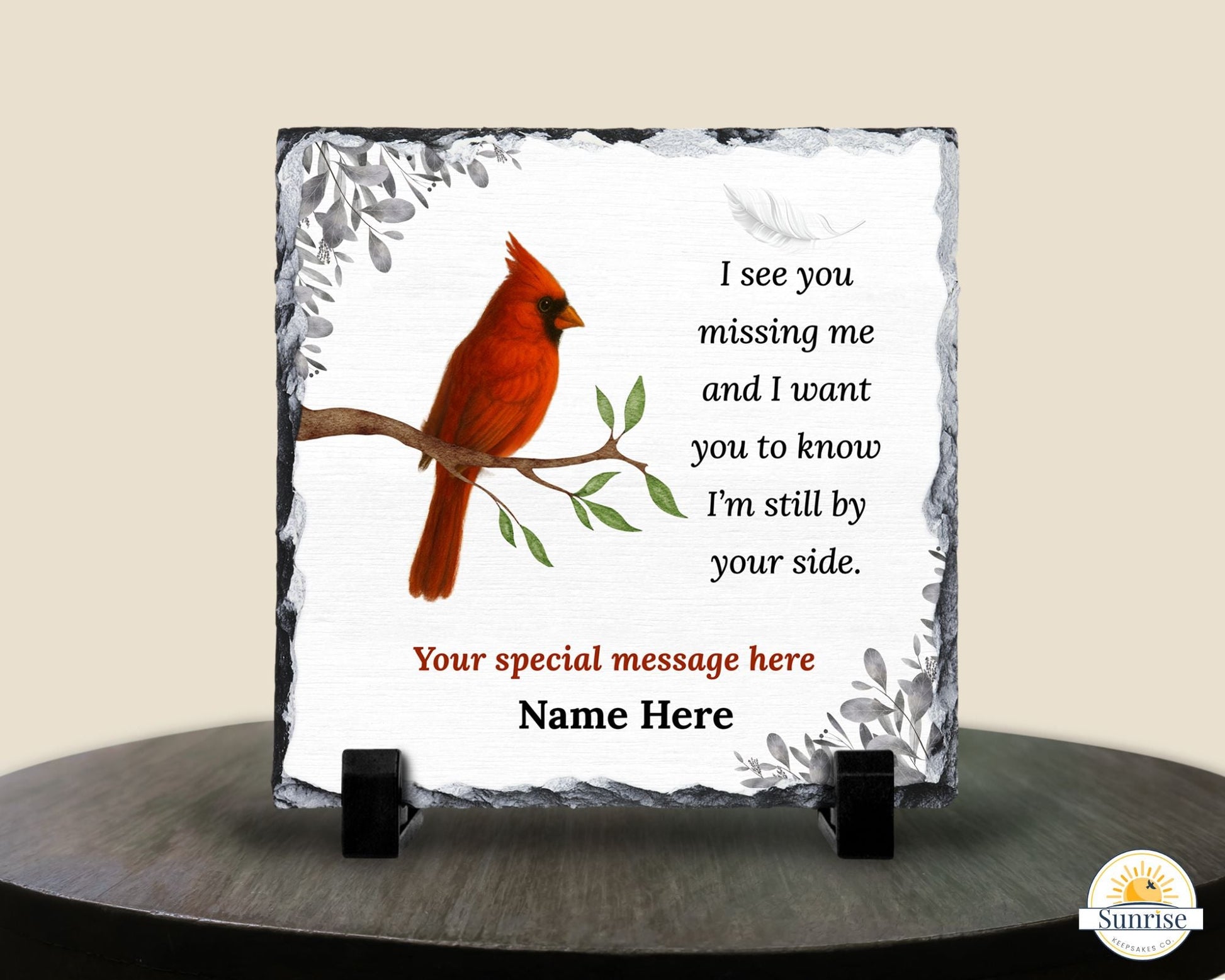 Cardinal Memorial Plaque – I'm Still By Your Side – Personalized Sympathy Gifts by Sunrise Keepsakes
