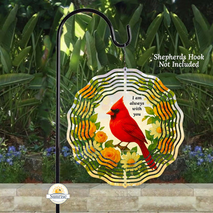 Cardinal Memorial Wind Spinner – "I Am Always With You" – Personalized Wind Spinner by Sunrise Keepsakes