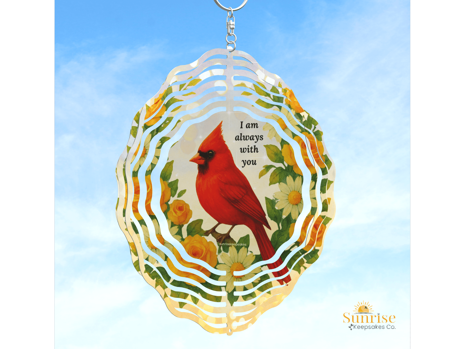 Cardinal Memorial Wind Spinner – "I Am Always With You" – Personalized Wind Spinner by Sunrise Keepsakes