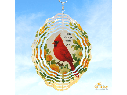 Cardinal Memorial Wind Spinner – "I Am Always With You" – Personalized Wind Spinner by Sunrise Keepsakes