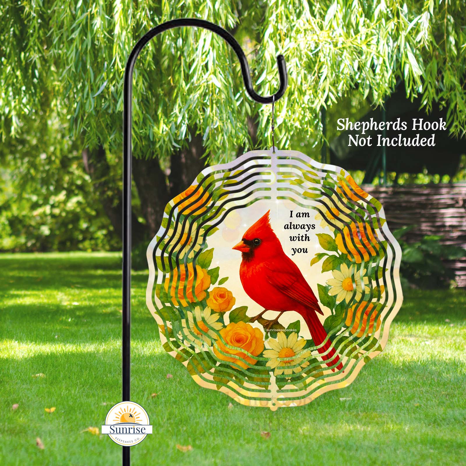 Cardinal Memorial Wind Spinner – "I Am Always With You" – Personalized Wind Spinner by Sunrise Keepsakes