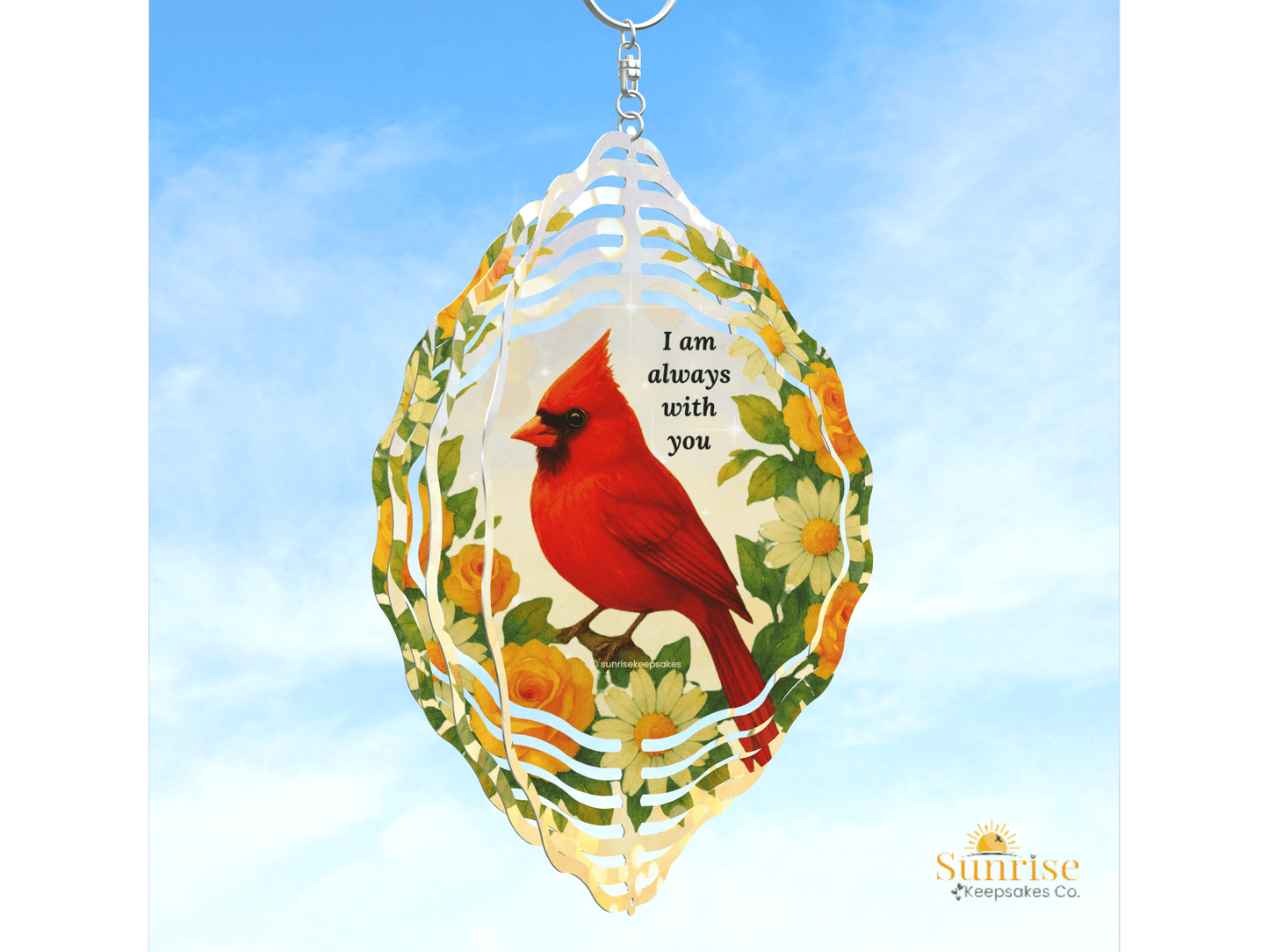 Cardinal Memorial Wind Spinner – "I Am Always With You" – Personalized Wind Spinner by Sunrise Keepsakes