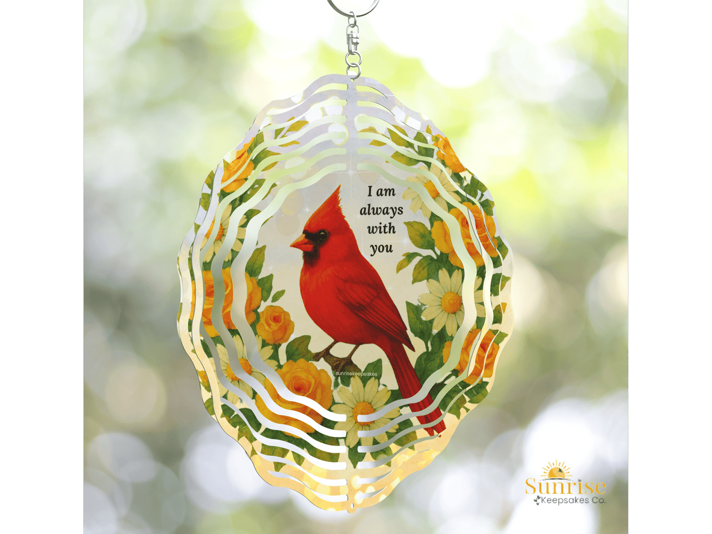 Cardinal Memorial Wind Spinner – "I Am Always With You" – Personalized Wind Spinner by Sunrise Keepsakes