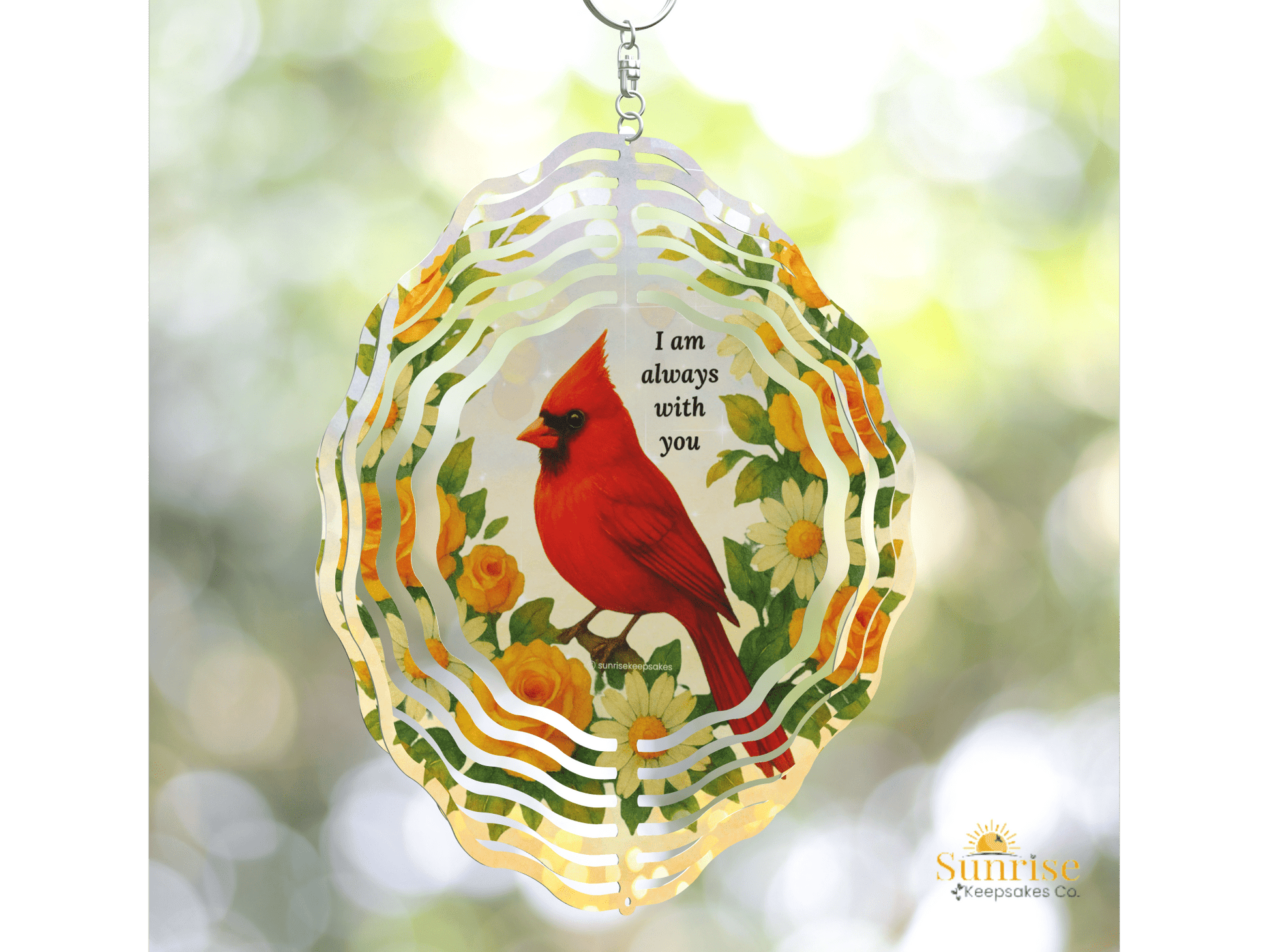 Cardinal Memorial Wind Spinner – "I Am Always With You" – Personalized Wind Spinner by Sunrise Keepsakes