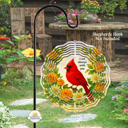 Cardinal Memorial Wind Spinner – "I Am Always With You" – Personalized Wind Spinner by Sunrise Keepsakes