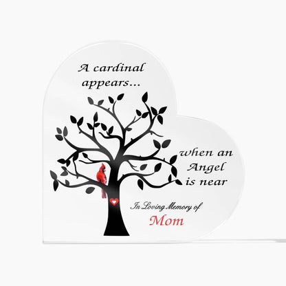 Cardinal Sympathy Gift - Acrylic Heart - Cardinal Memorial – Personalized Sympathy Gifts by Sunrise Keepsakes
