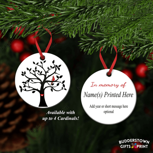 Cardinal Sympathy Gift - Memorial Ornament - Tree of Life – Personalized Memorial Ornament by Sunrise Keepsakes