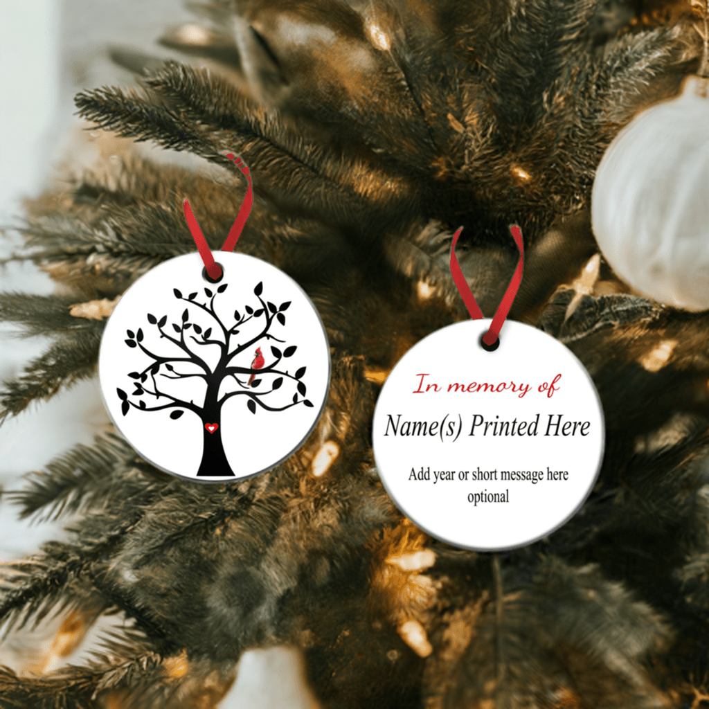 Cardinal Sympathy Gift - Memorial Ornament - Tree of Life – Personalized Memorial Ornament by Sunrise Keepsakes